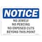 Signmission OSHA Sign, 10" H, Rigid Plastic, NOTICE No Jewelry No Piercing No Exposed Cuts Sign, Landscape OS-NS-P-1014-L-16142 - alternate 1